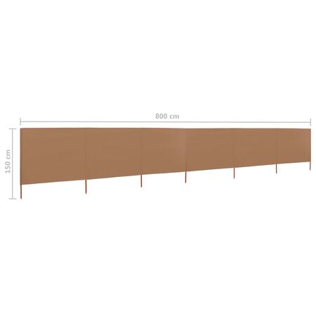  Paravan anti-vânt cu 6 panouri gri taupe 800x120 cm textil