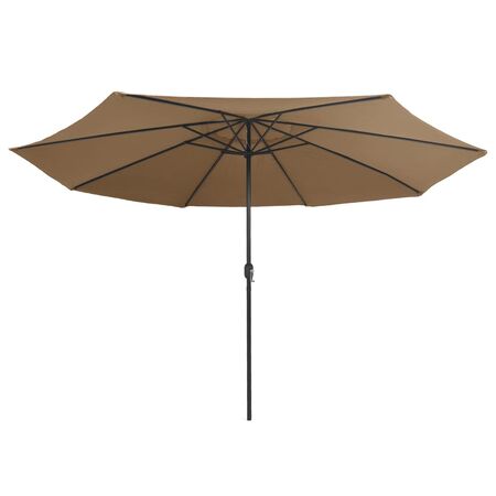  Umbrelă de soare de grădină, stâlp metalic, taupe, 390 cm