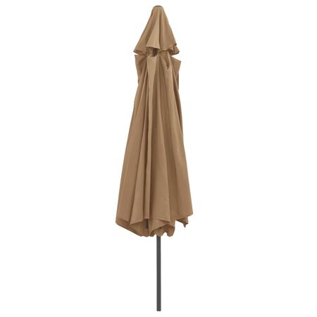  Umbrelă de soare de grădină, stâlp metalic, taupe, 390 cm