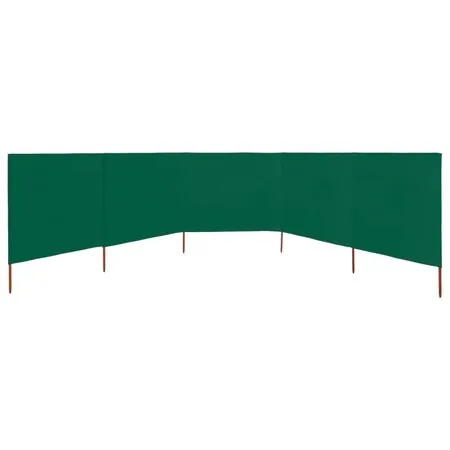  Paravan anti-vânt cu 5 panouri, verde, 600 x 120 cm, textil