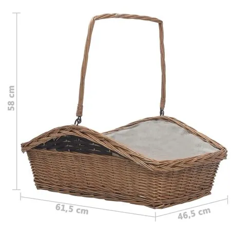  Coș pentru lemne de foc cu mâner, maro 61,5x46,5x58 cm salcie