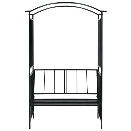  Arcadă de grădină cu bancă, negru, 128 x 50 x 207 cm, fier 