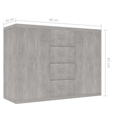  Dulap, gri beton, 88x30x65 cm, lemn prelucrat