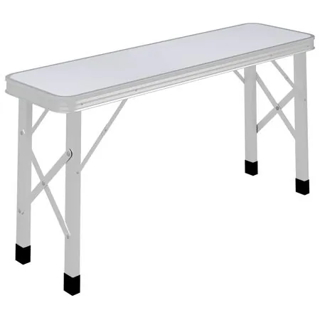  Masă de camping pliabilă cu 2 bănci, alb, aluminiu
