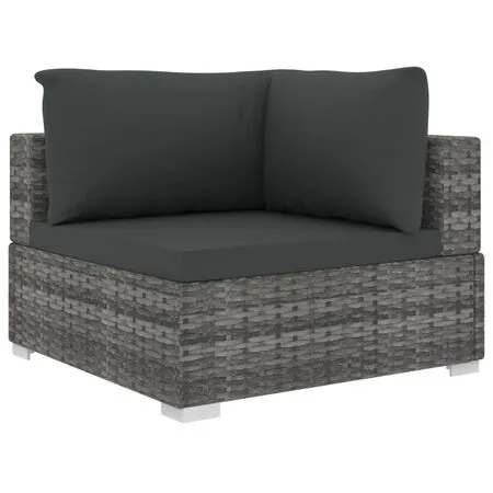  Set mobilier de grădină cu perne, 4 piese, gri, poliratan