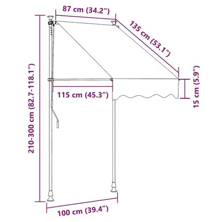  Copertină retractabilă manual, portocaliu și maro, 100 cm