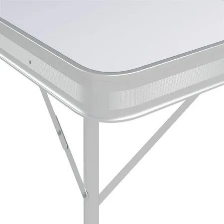  Masă de camping pliabilă cu 2 bănci, alb, aluminiu