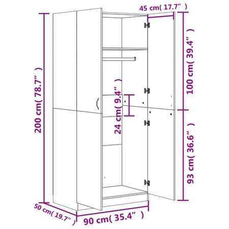  Șifonier, gri beton, 90x52x200 cm, lemn prelucrat