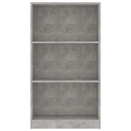  Bibliotecă cu 3 rafturi, gri beton, 60x24x109 cm, lemn compozit