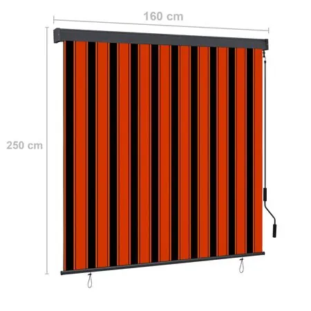  Jaluzea tip rulou de exterior, portocaliu și maro, 160 x 250 cm