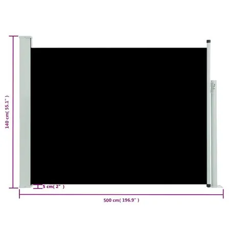  Copertină laterală retractabilă de terasă, negru, 140x500 cm