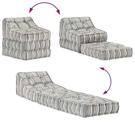  Fotoliu puf modular, gri cu dungi, material textil