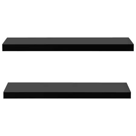  Rafturi de perete suspendate, 2 buc., negru, 100x20x3,8 cm