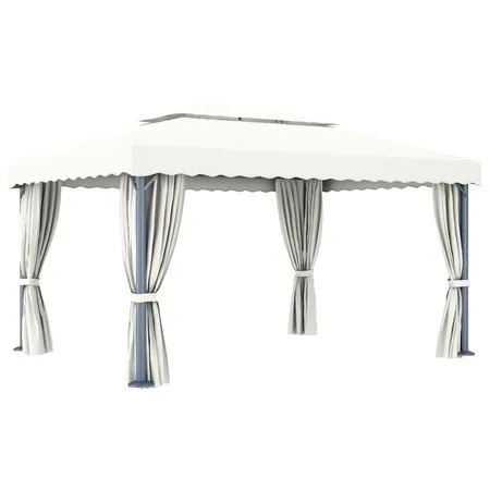  Pavilion cu perdea, alb crem, 4 x 3 m, aluminiu