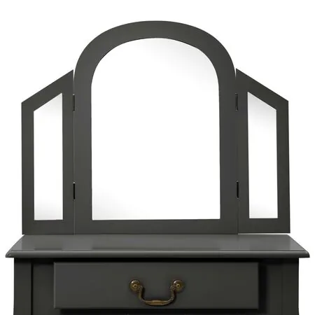  Masă toaletă cu taburet, gri, 65x36x128 cm, lemn paulownia, MDF