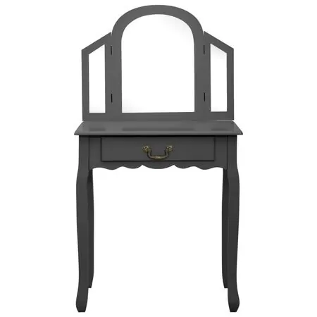  Masă toaletă cu taburet, gri, 65x36x128 cm, lemn paulownia, MDF