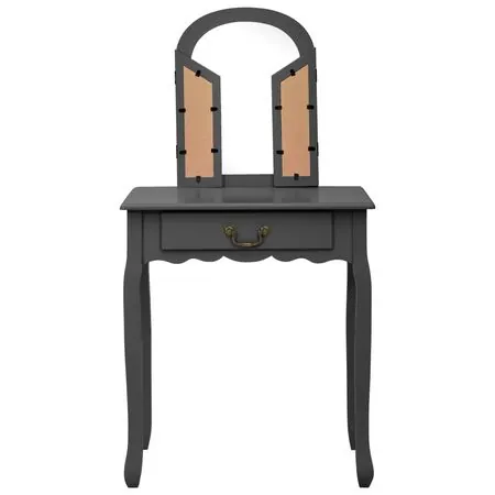  Masă toaletă cu taburet, gri, 65x36x128 cm, lemn paulownia, MDF
