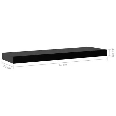  Rafturi de perete suspendate, 2 buc., negru, 60x20x3,8 cm