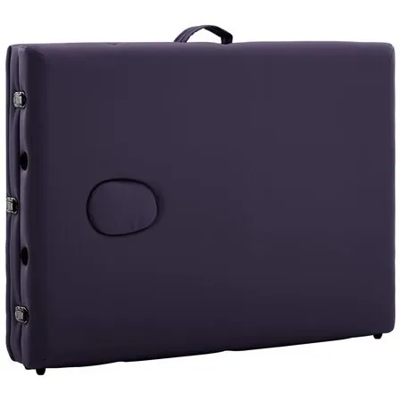  Masă de masaj pliabilă, 3 zone, violet, aluminiu
