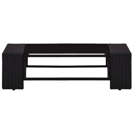  Set mobilier de grădină, 3 piese, negru, poliratan