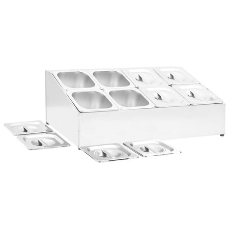  Recipient Gastronorm cu 8 secțiuni GN 1/6 oțel inoxidabil