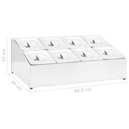  Recipient Gastronorm cu 8 secțiuni GN 1/6 oțel inoxidabil