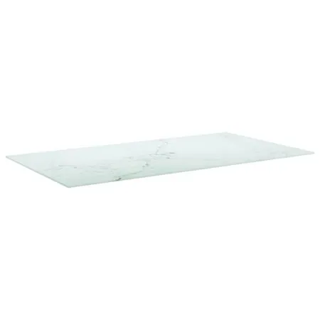  Blat masă alb 120x65cm 8mm sticlă securizată, design de marmură