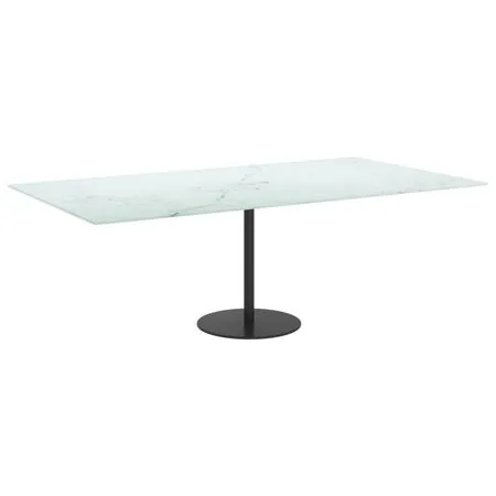  Blat masă alb 120x65cm 8mm sticlă securizată, design de marmură