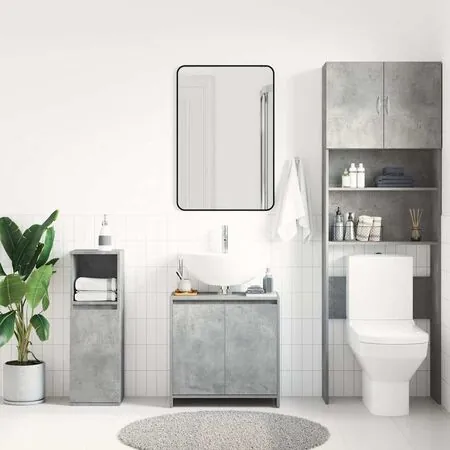  Dulap de baie, gri beton, 60x33x61 cm, lemn prelucrat