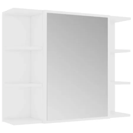  Dulap de baie cu oglindă, alb, 80x20,5x64 cm, lemn prelucrat