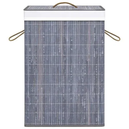  Coș de rufe din bambus cu 2 secțiuni, gri, 72 L