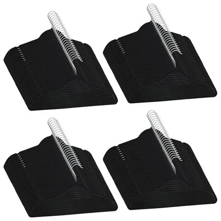  Set de umerașe anti-alunecare, 100 buc., negru, catifea