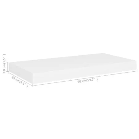 Rafturi de perete suspendate, 4 buc., alb, 50x23x3,8 cm, MDF