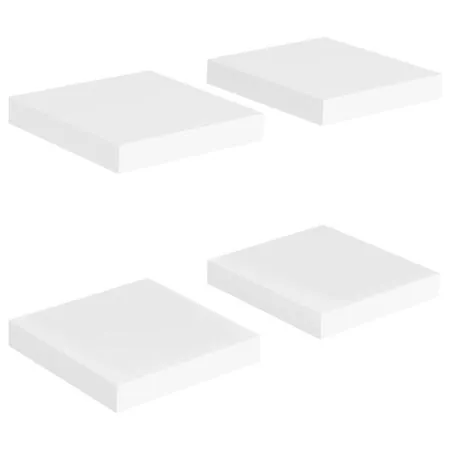  Rafturi de perete suspendate, 4 buc., alb, 23x23,5x3,8 cm, MDF