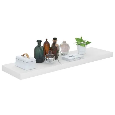  Raft de perete suspendat, alb extralucios, 90x23,5x3,8 cm, MDF