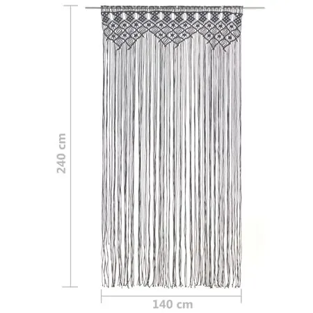  Perdea macrame, antracit, 140 x 240 cm, bumbac
