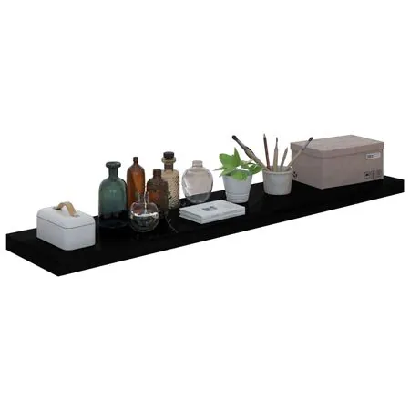  Rafturi de perete 4 buc. negru extralucios 120x23,5x3,8 cm MDF