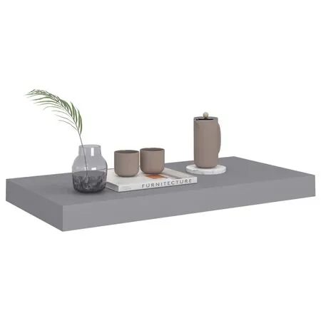  Raft de perete suspendat, gri, 50x23x3,8 cm, MDF