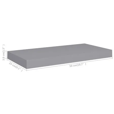  Raft de perete suspendat, gri, 50x23x3,8 cm, MDF