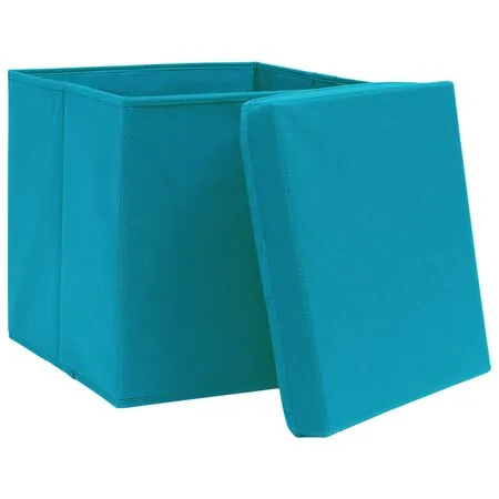  Cutii depozitare cu capace, 4 buc., albastru, 28x28x28 cm