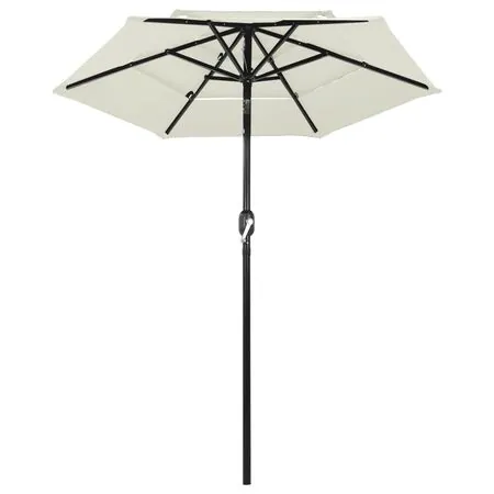  Umbrelă de grădină cu 3 niveluri, stâlp aluminiu, nisipiu, 2 m