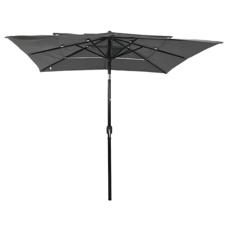  Umbrelă de soare 3 niveluri, stâlp aluminiu, antracit 2,5x2,5 m