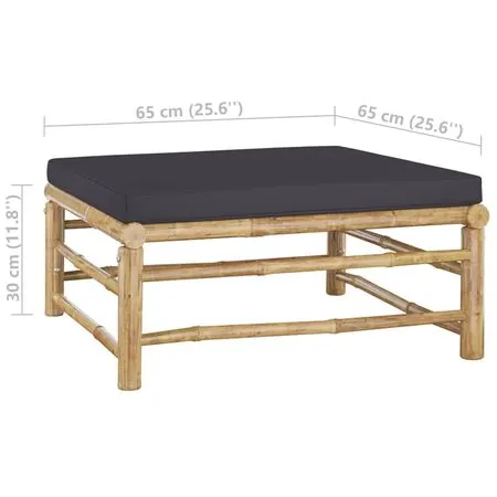  Taburet de grădină cu pernă gri închis, bambus