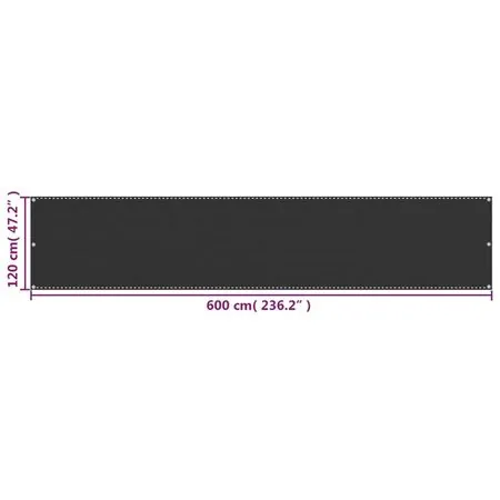  Paravan de balcon, antracit, 120 x 600 cm, HDPE