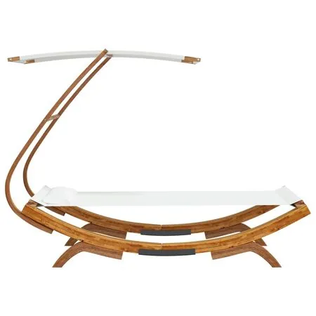  Pat de exterior cu baldachin, crem, 100x190x134 cm, lemn masiv