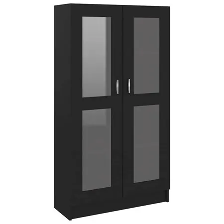  Dulap cu vitrină, negru, 82,5x30,5x150 cm, lemn prelucrat
