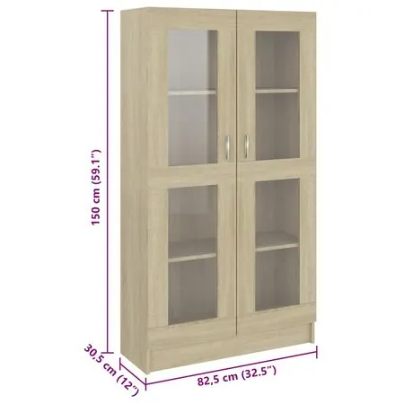  Dulap cu vitrină stejar sonoma 82,5x30,5x150 cm, lemn prelucrat