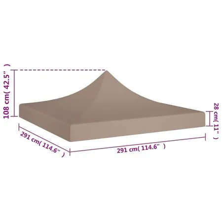  Acoperiș pentru cort de petrecere, gri taupe, 3x3 m, 270 g/m²