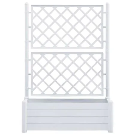  Jardinieră de grădină cu spalier, alb, 100 x 43 x 142, PP