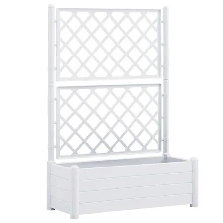  Jardinieră de grădină cu spalier, alb, 100 x 43 x 142, PP